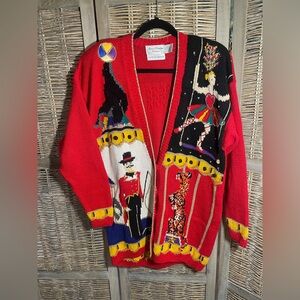 VTG 80s 90s Marisa Christina Red Circus Cardigan - size Small
